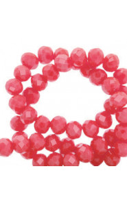 Top Glas Facett Glasschliffperlen 8x6mm rondellen Watermelon red-pearl shine coating